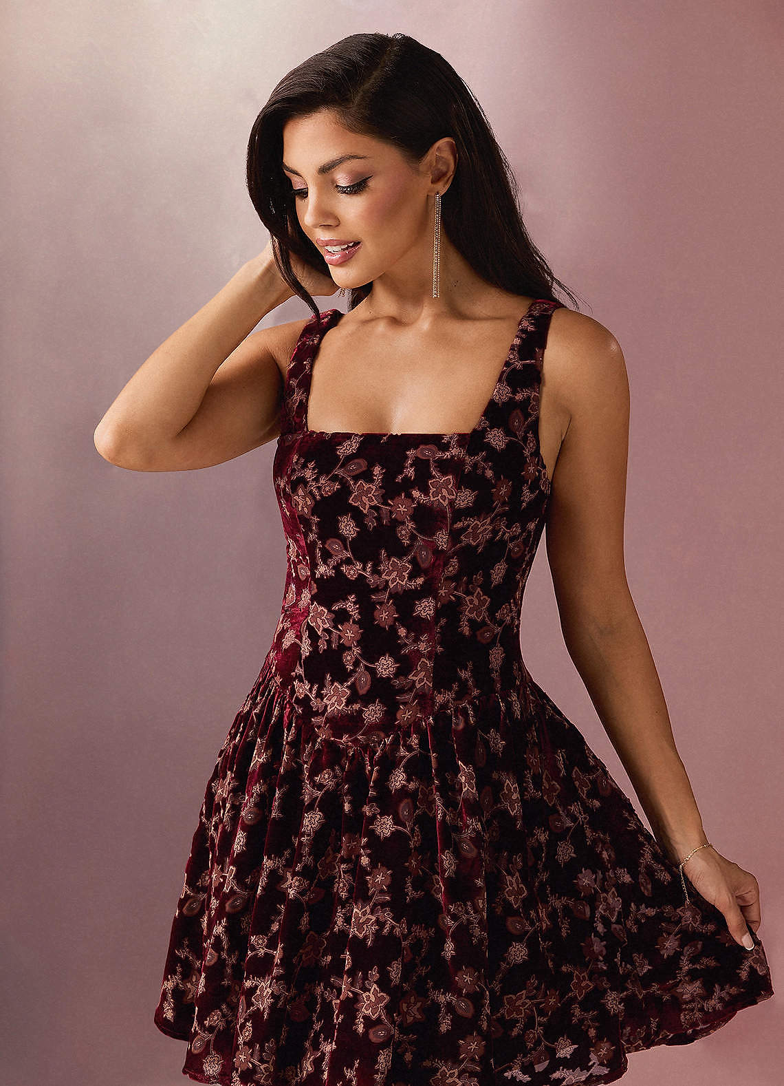Vittoria Wine Multi Mini Dress  Dress