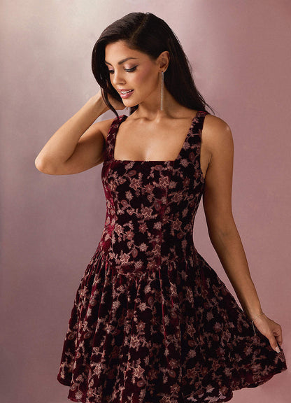 Vittoria Wine Multi Mini Dress  Dress