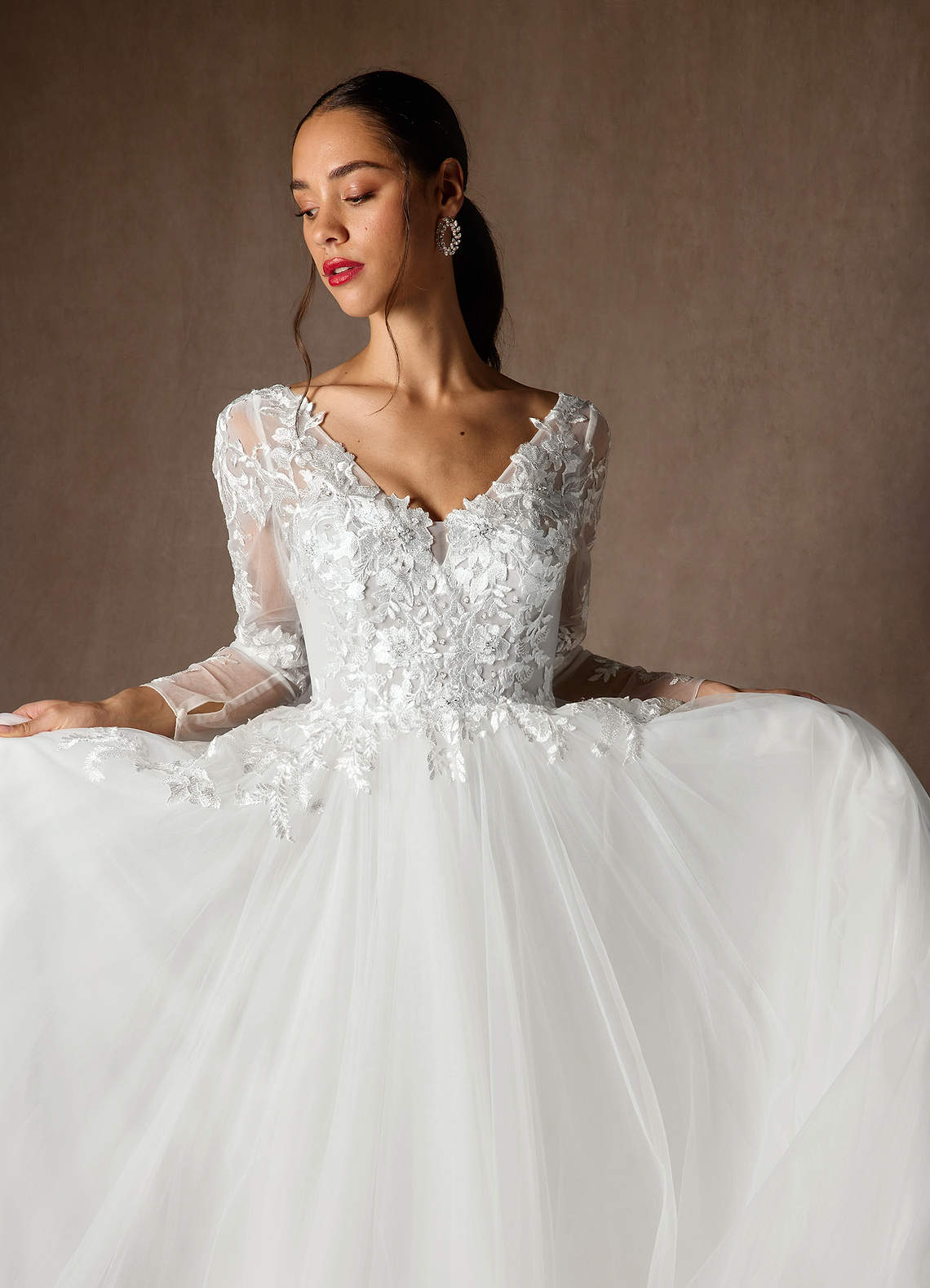 Diamond White A-Line Sequins Tulle Dress