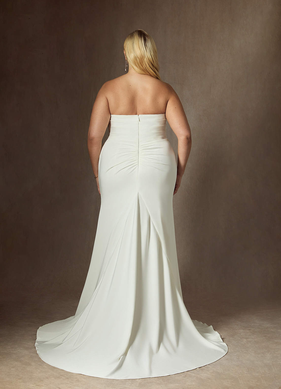 Diamond White Mermaid Strapless Crepe Back Satin Dress