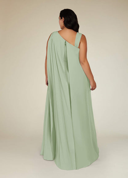 Dusty Sage Mermaid Pleated Stretch Chiffon Dress