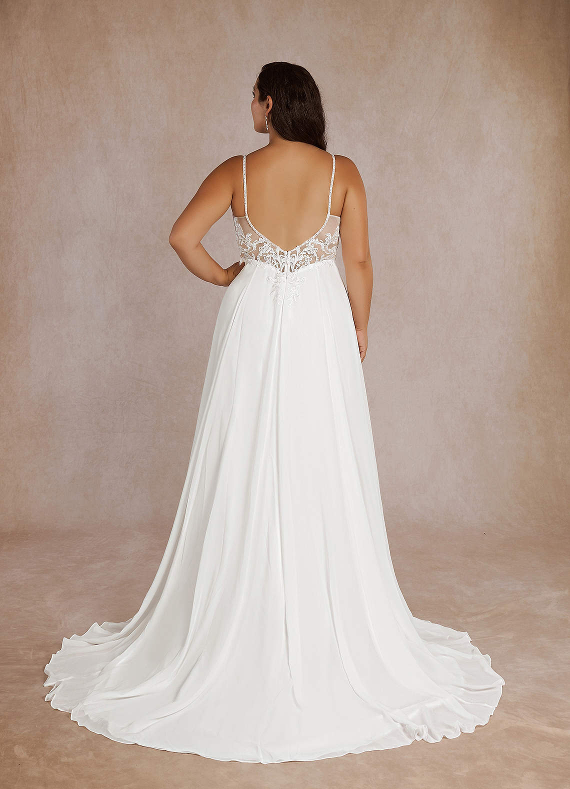 Diamond White A-Line Sequins Chiffon Dress