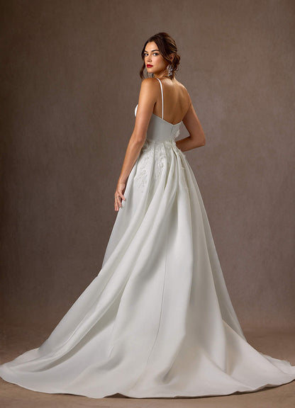Diamond White Mermaid Strapless Matte Satin Dress
