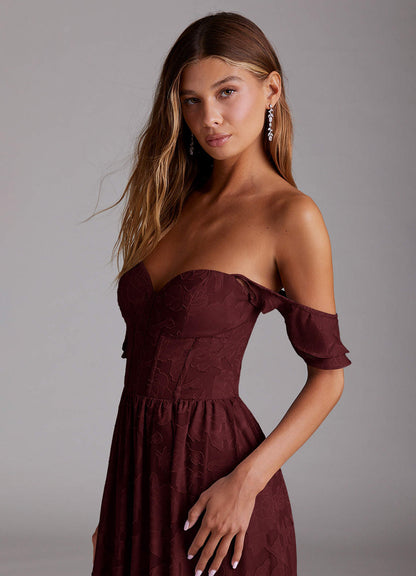 Denisse Wine Corset Maxi Dress  Dress