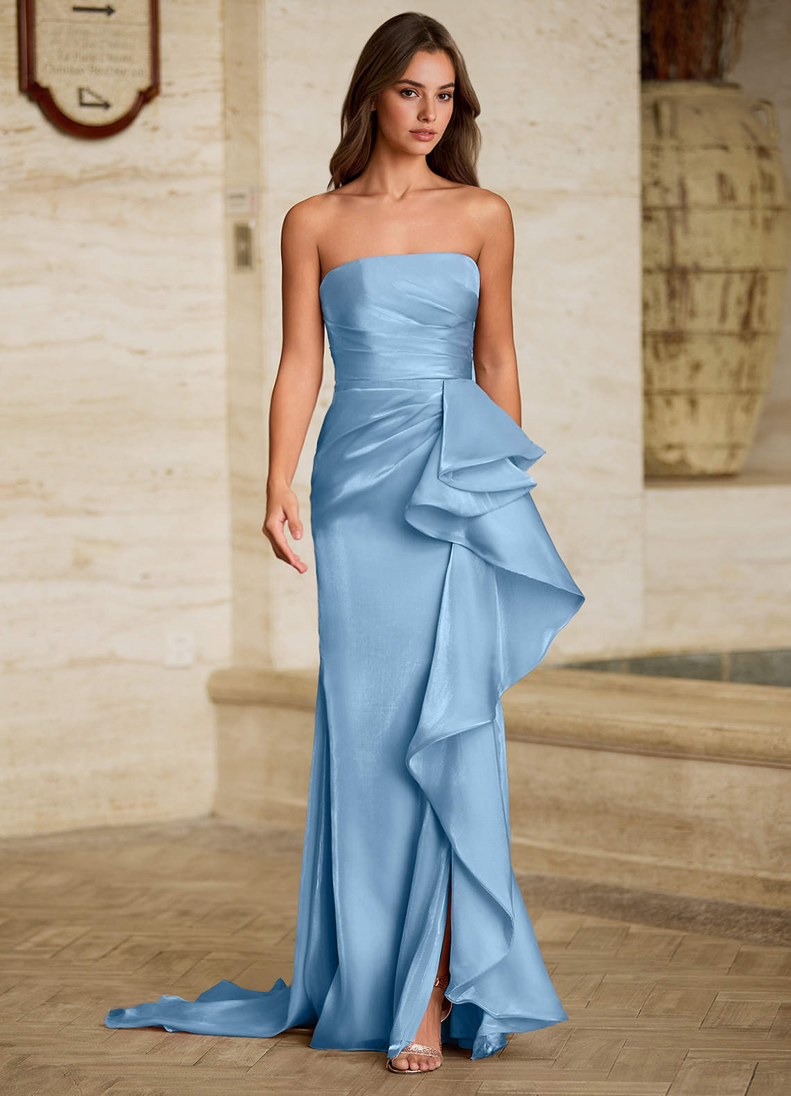Cressidia Mint Blue Strapless Gown  Dress