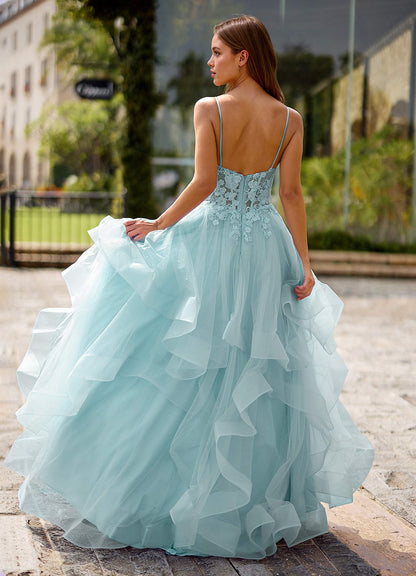 Spitze Blue Sheer Lace Prom Dress  Dress