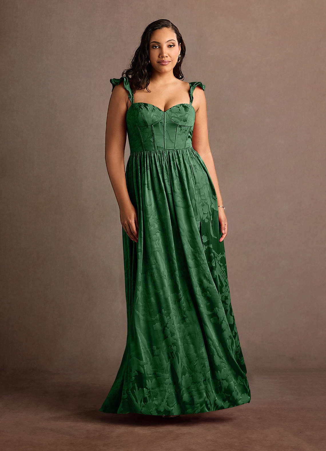 Jianna Hunter Green Flutter Sleeves Maxi Dress
