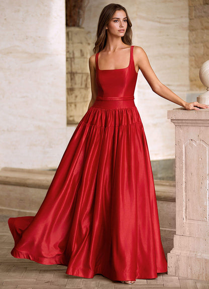 Arora Red Square Neckline Prom Dress