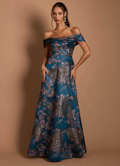 Jordan Teal Floral Maxi Dress  Dress