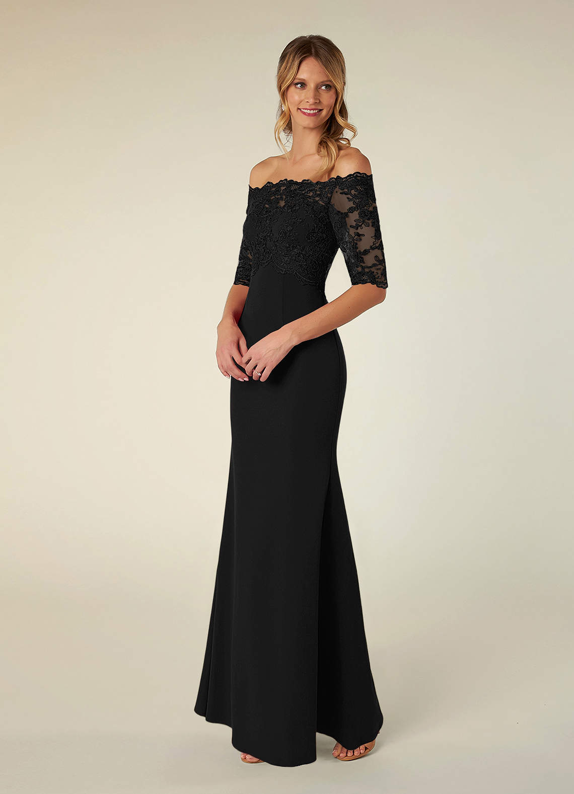Black Mermaid Off the Shoulder Lace Dress