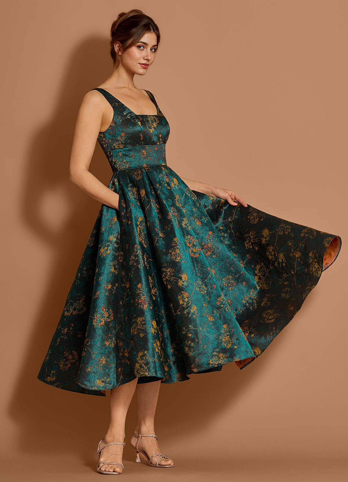 Jenna Deep Green Midi Dress