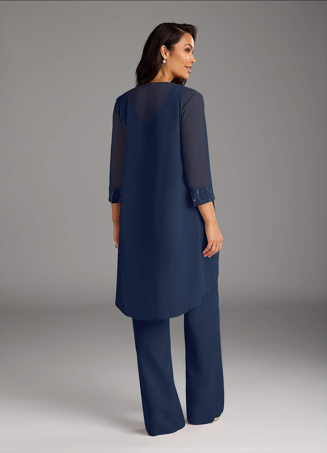 Dark Navy Jumpsuit/Pantsuit Sequins Chiffon Dress