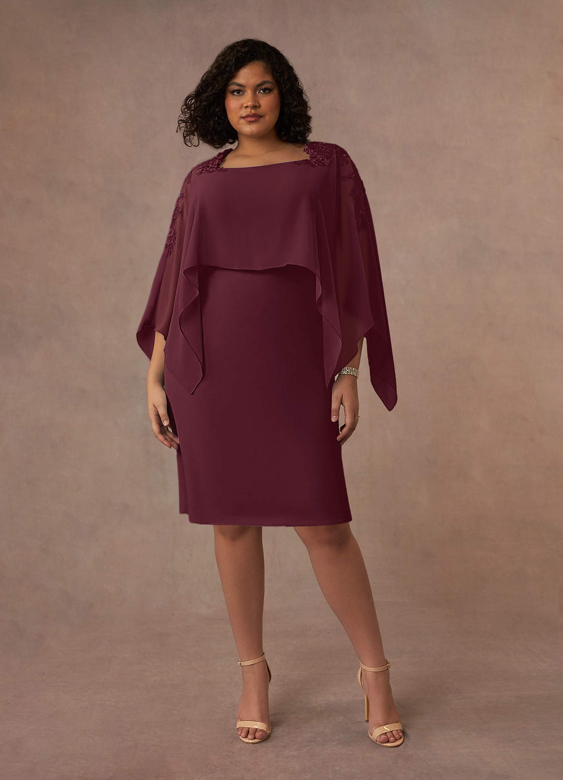 Cabernet Sheath Lace Chiffon Dress