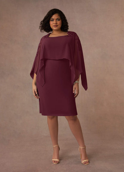 Cabernet Sheath Lace Chiffon Dress