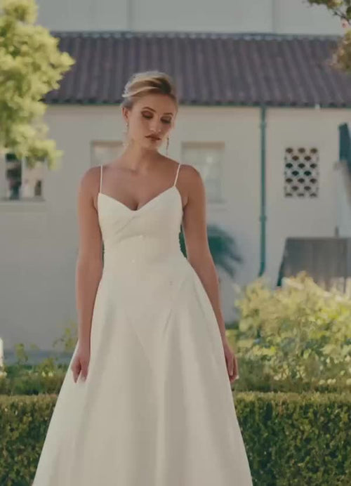 Diamond White A-Line Double Faced Satin Dress