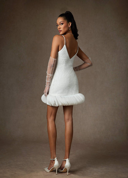 Diamond White Sheath Beading Dress