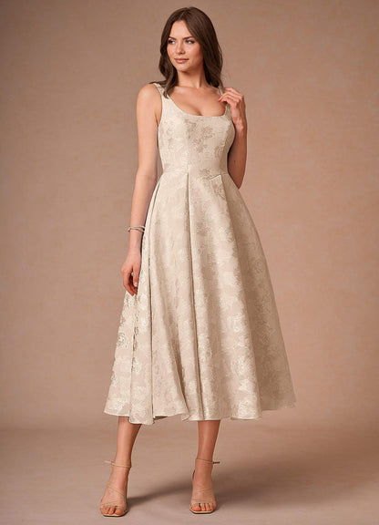 Briac Cream A-Line Midi Dress  Dress