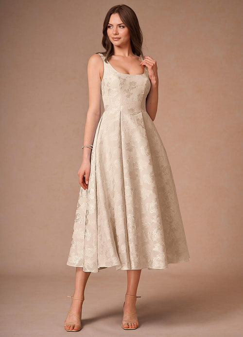Briac Cream A-Line Midi Dress  Dress