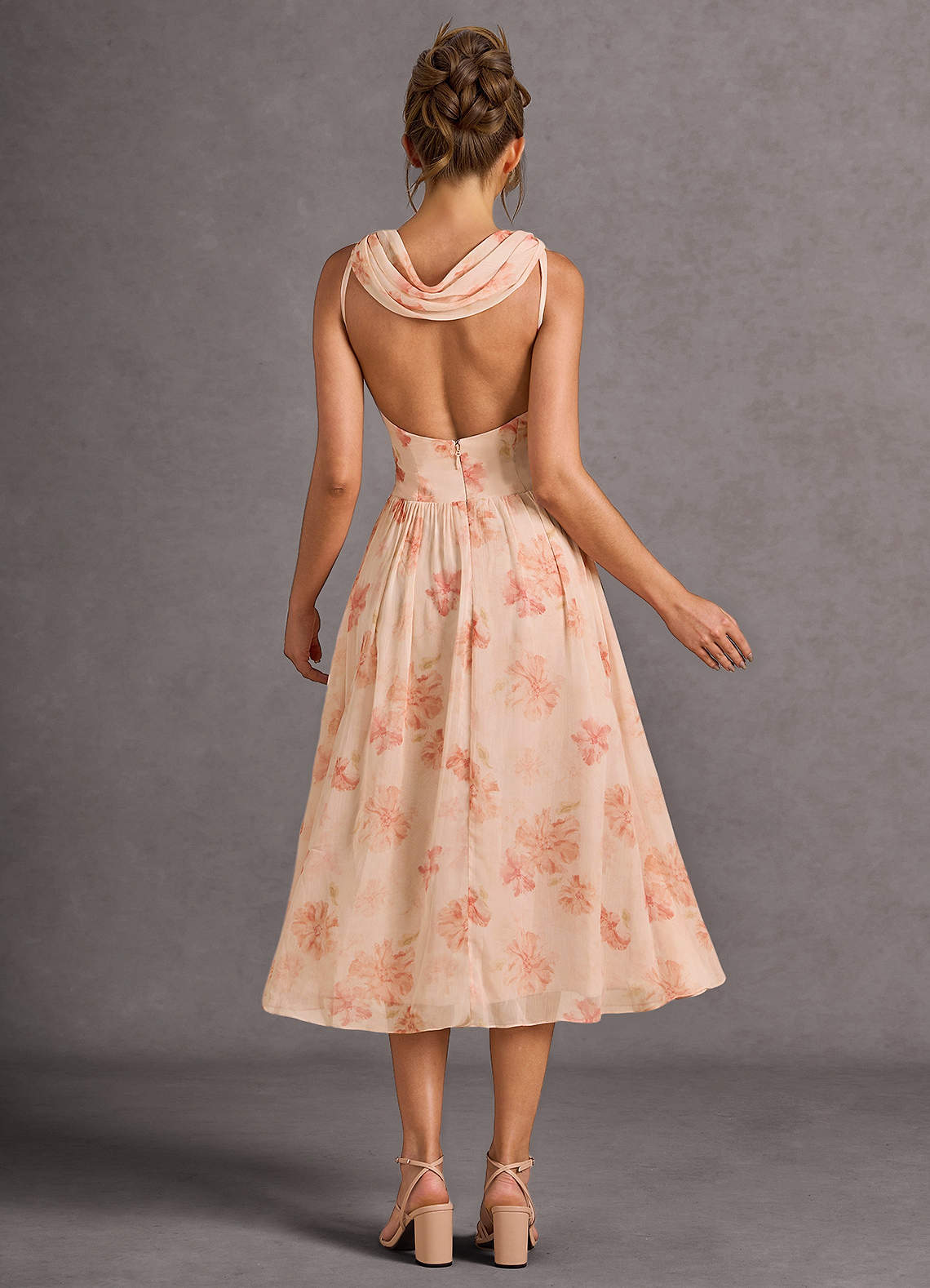 Rowan Peach Midi Dress