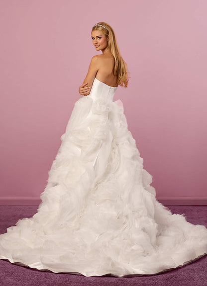 Diamond White Ball-Gown Strapless Organza Dress Diamond White