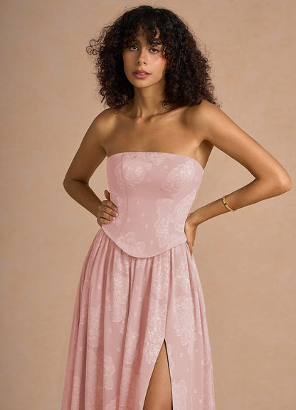 Isaura Powder Pink Maxi Dress  Dress