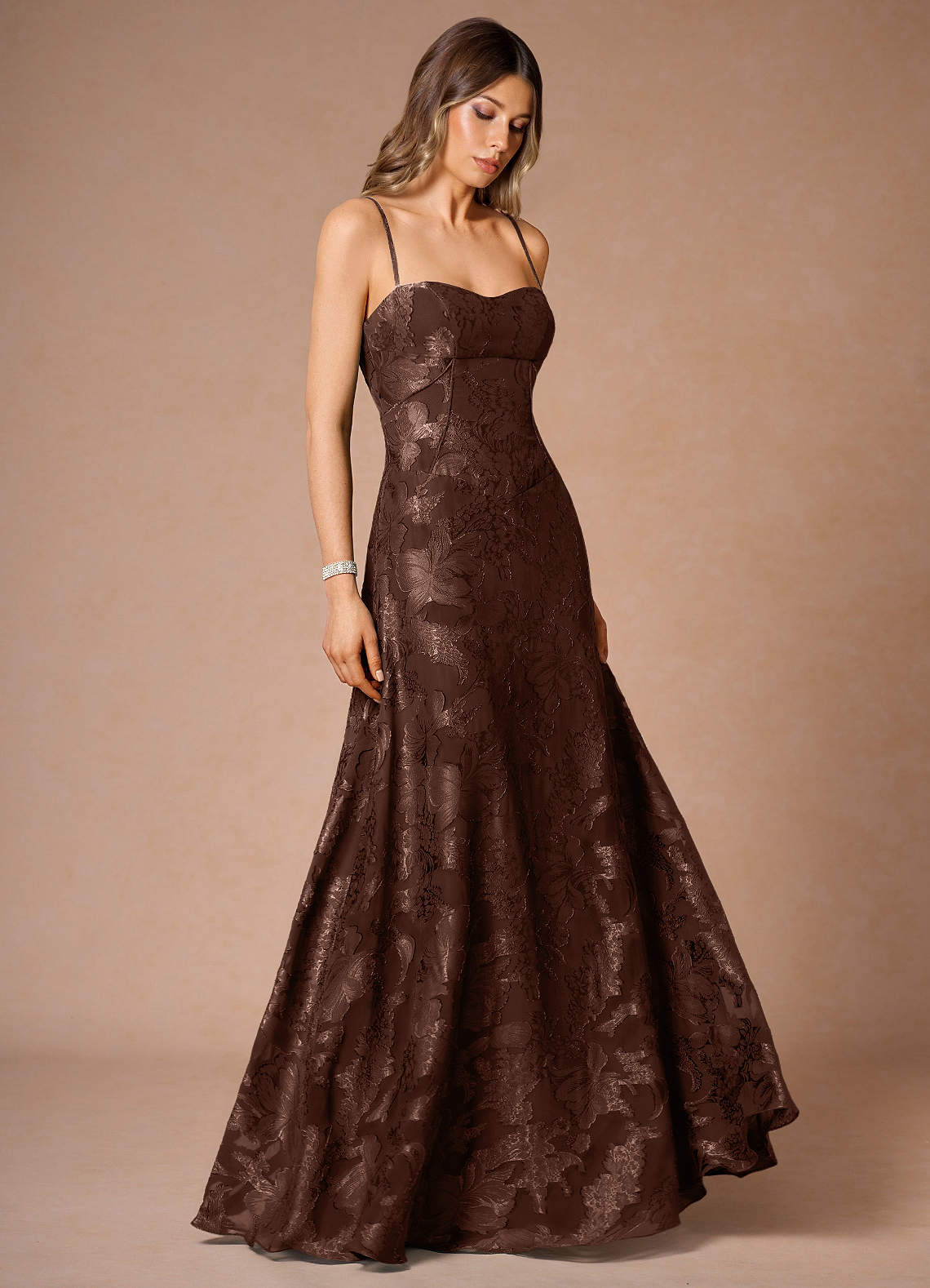 Thalyn Mocha Coco Long Prom Dress
