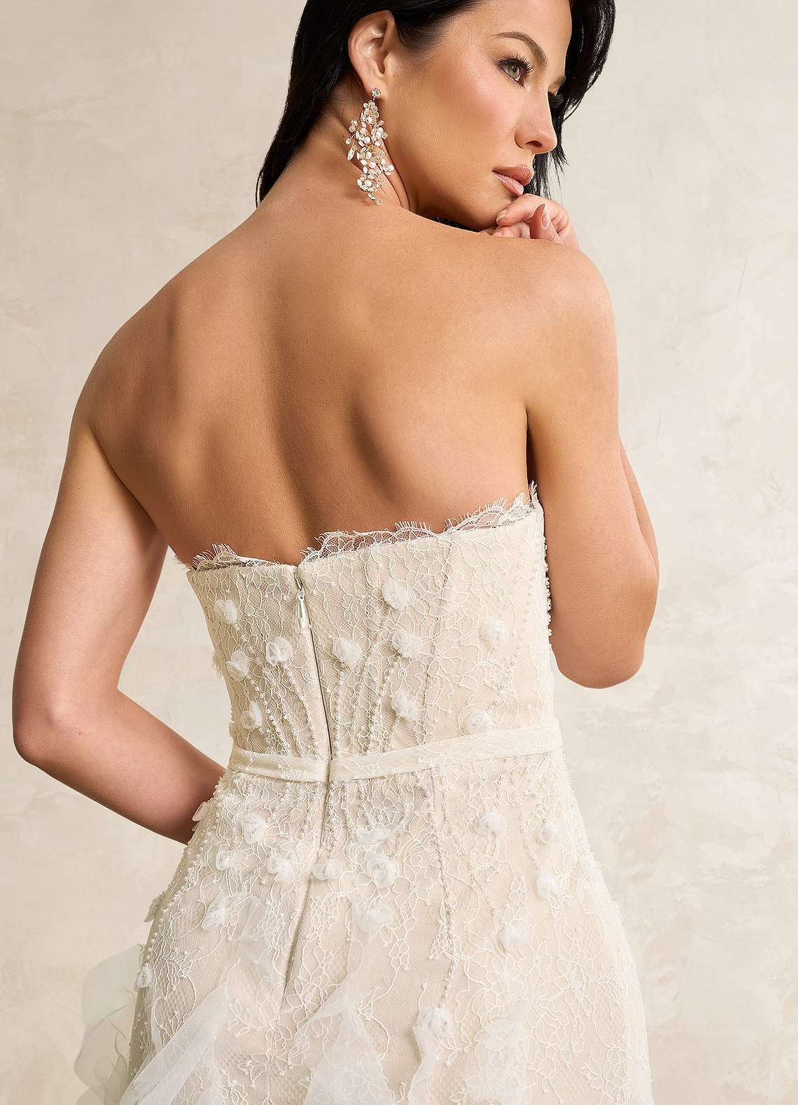 Diamond White Champagne Sheath Sequins Tulle Dress
