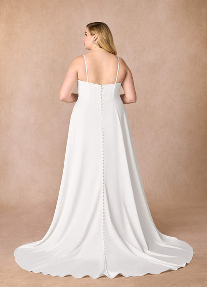Diamond White A-Line Beaded Crepe Back Satin Dress