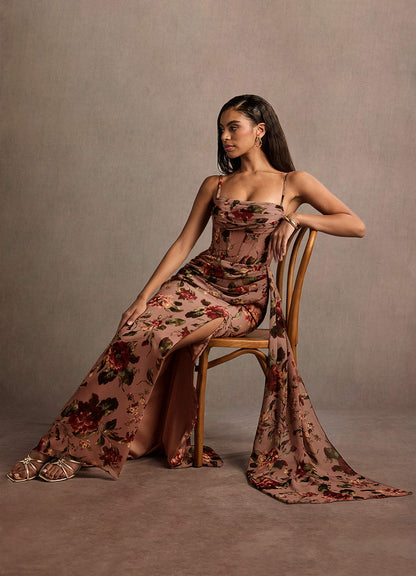 Aurra Mauve Multi Maxi Dress  Dress