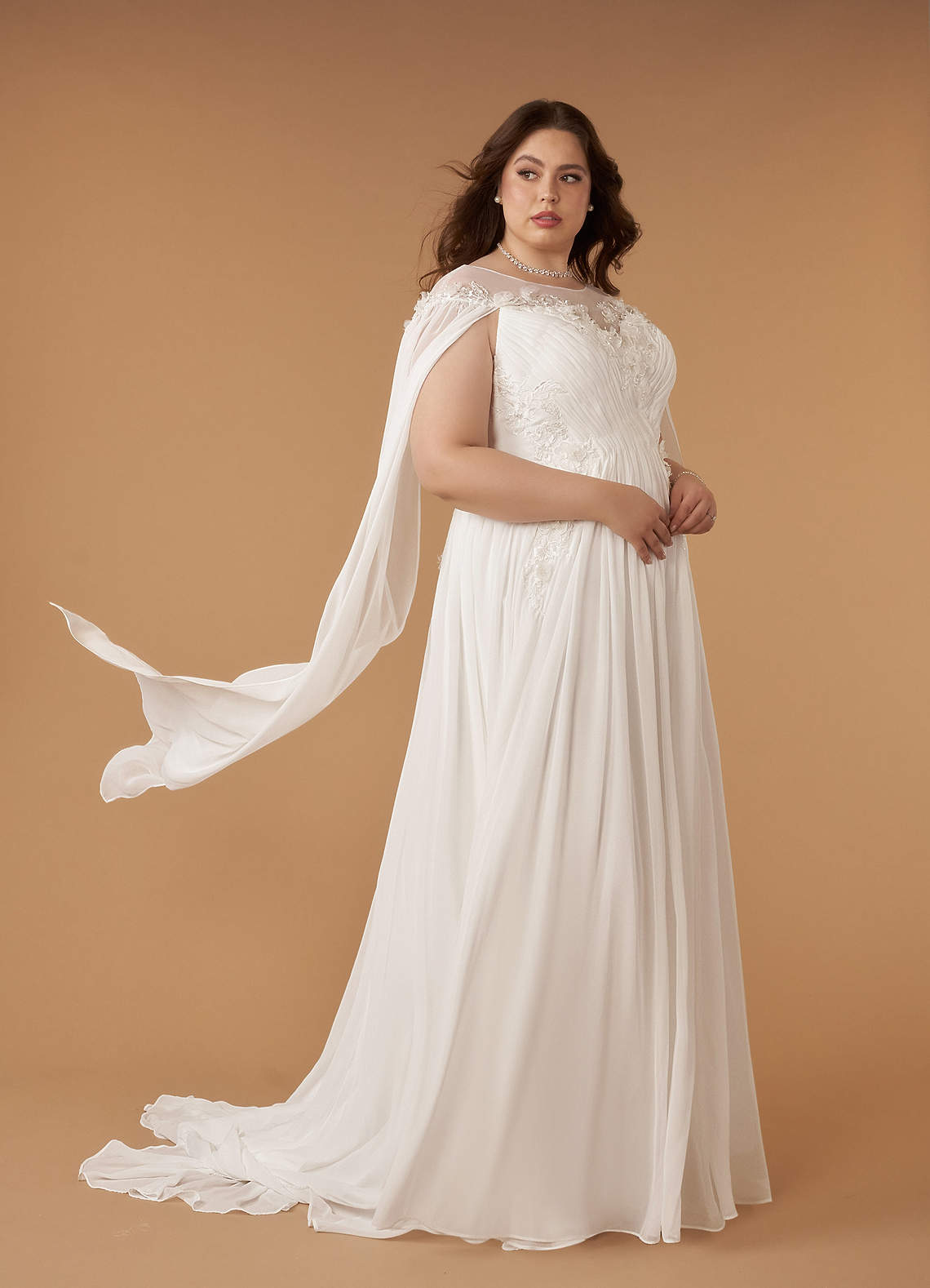 Diamond White A-Line Scoop Chiffon Dress