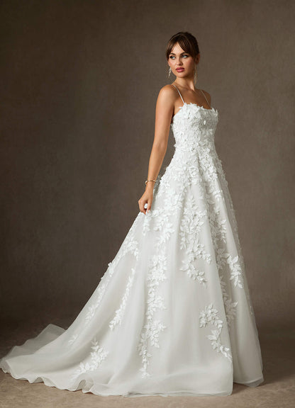 Diamond White Ball-Gown Lace Dress