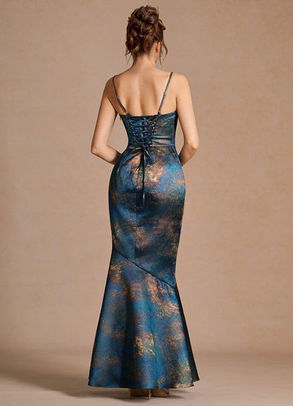 Nancy Teal Bronze Maxi Dress