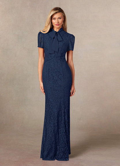 Dark Navy Mermaid Lace Chiffon Dress