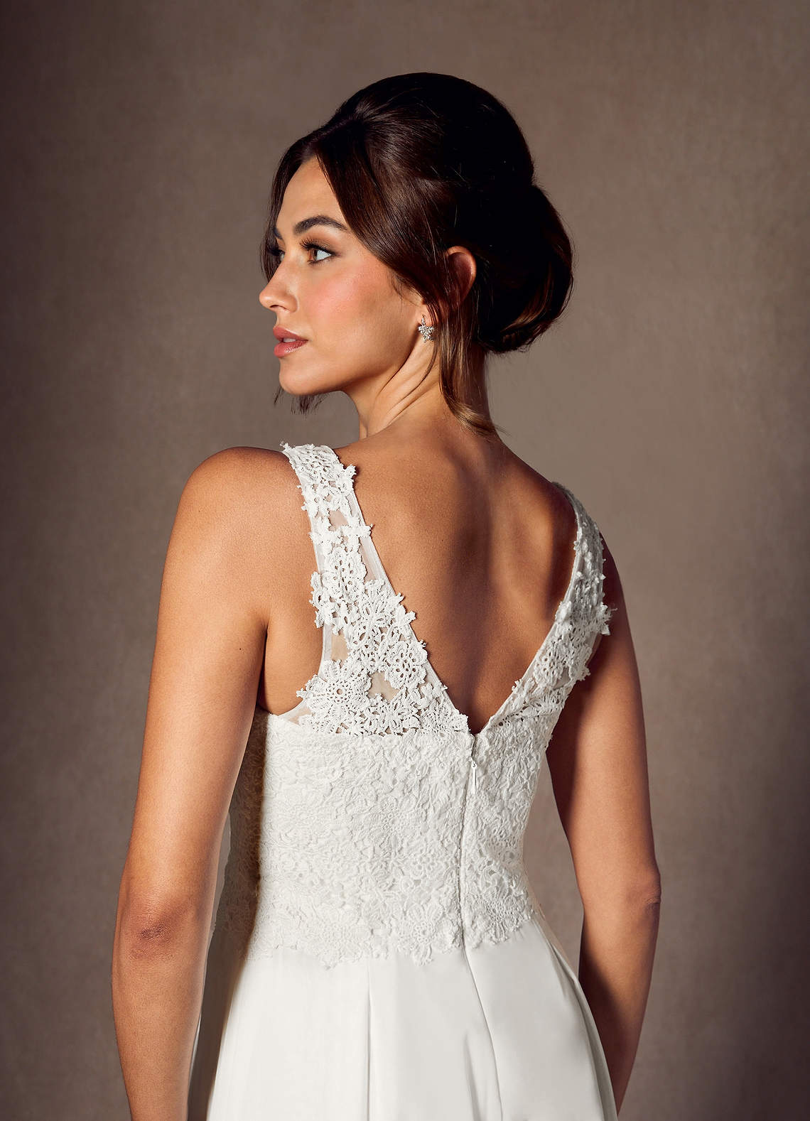 Diamond White Pant Styles V-Neck Lace Chiffon Dress