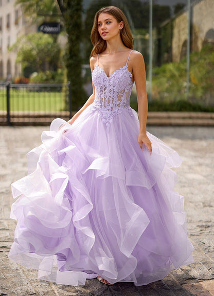 Spitze Purple Sheer Lace Prom Dress