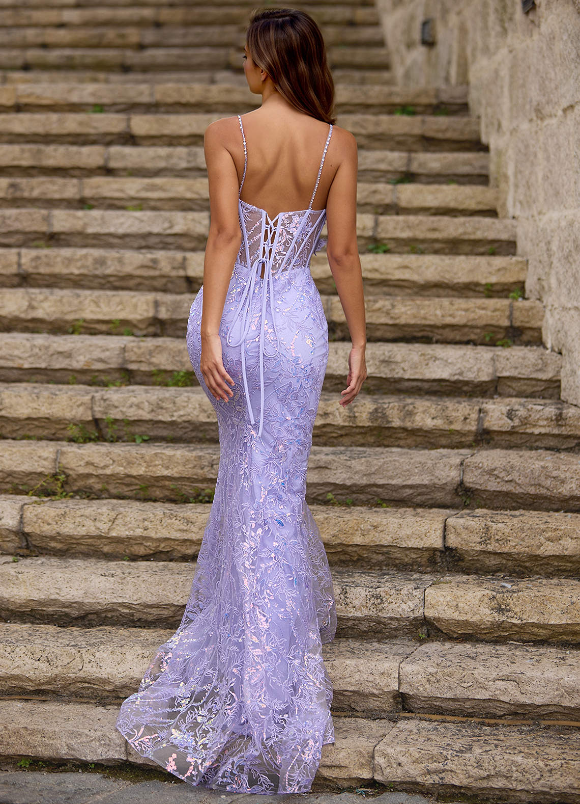 Blazing Purple Glitter Prom Dress