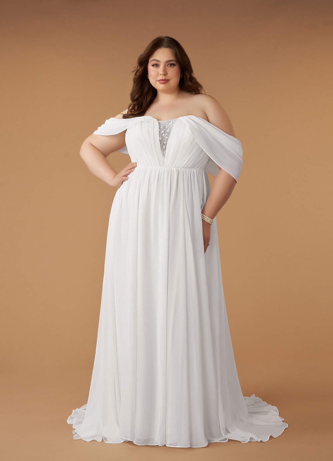 Diamond White A-Line Sweetheart Sequins Chiffon Dress