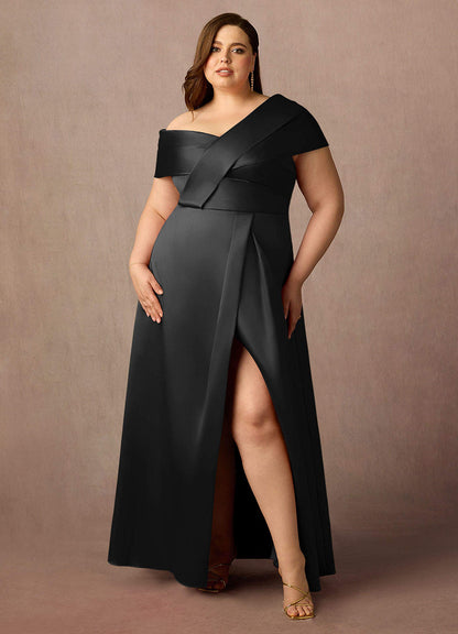 Black A-Line Pleated Mikado Dress
