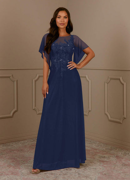 Dark Navy A-Line Sequins Mesh Dress
