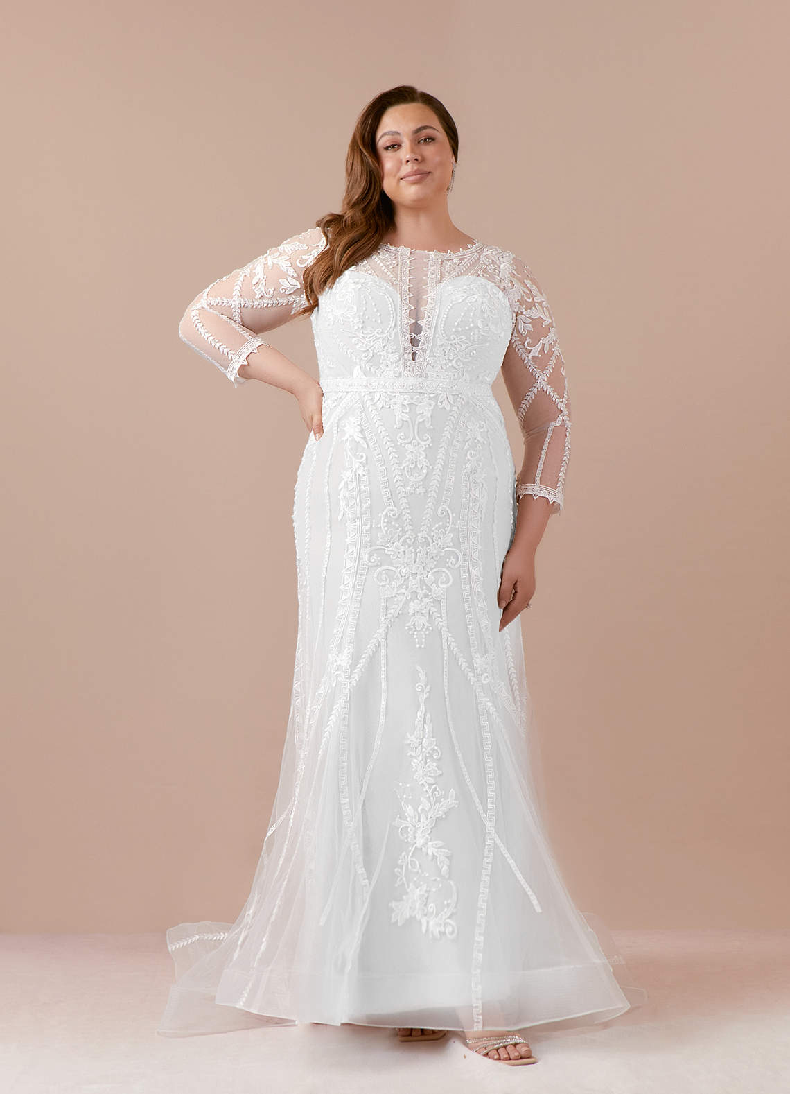 Diamond White Mermaid Scoop Tulle Dress