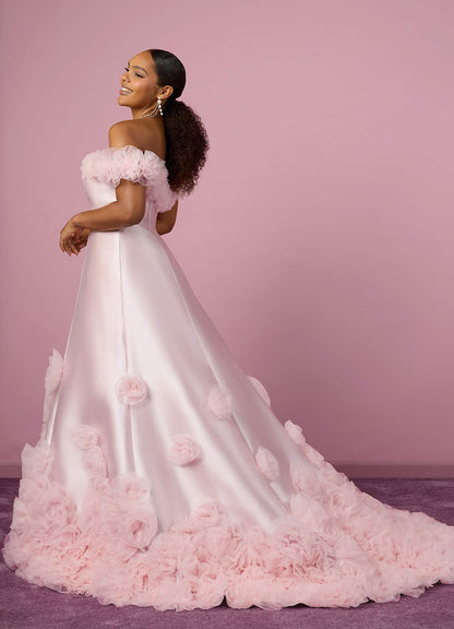 Ballerina Pink Ball-Gown Off the Shoulder Mikado Dress Ballerina Pink