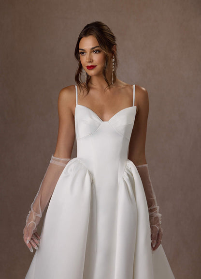 Diamond White Ball-Gown Strapless Satin Dress