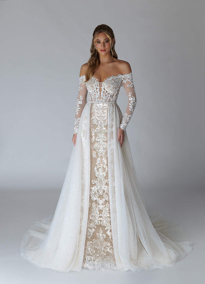 Diamond White Nude A-Line V-Neck Sequins Tulle Dress