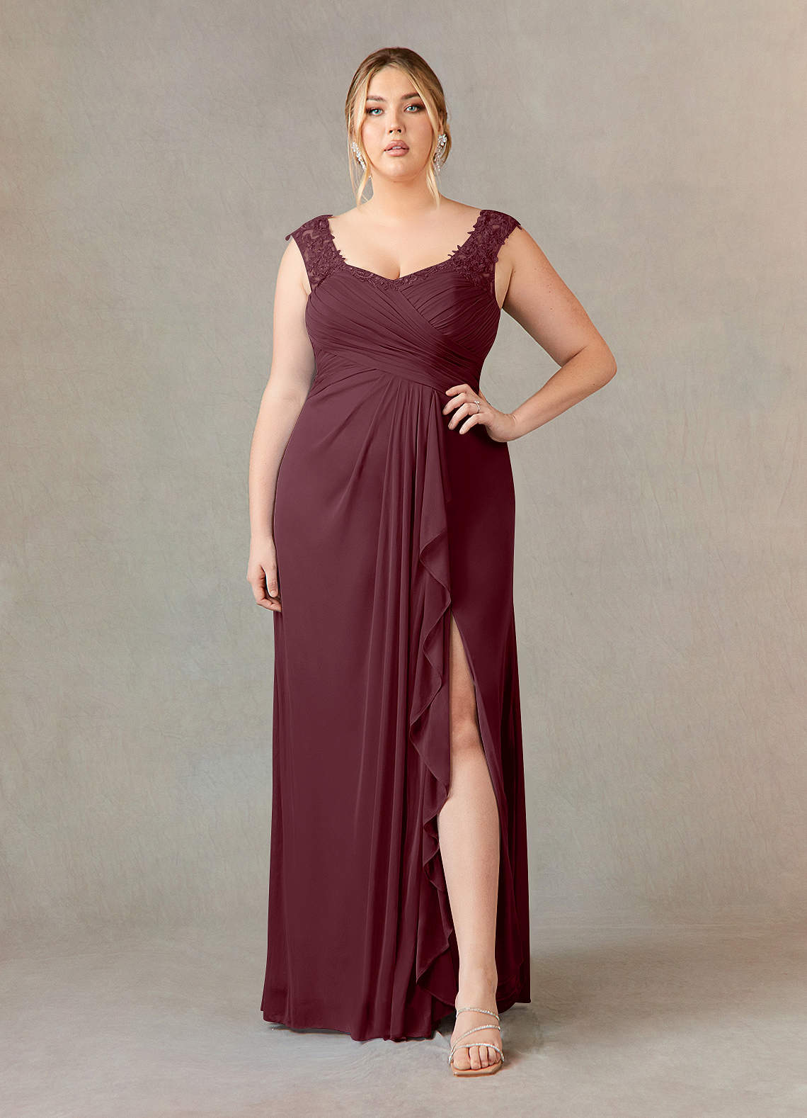 Cabernet A-Line Sweetheart Neckline Pleated Mesh Dress