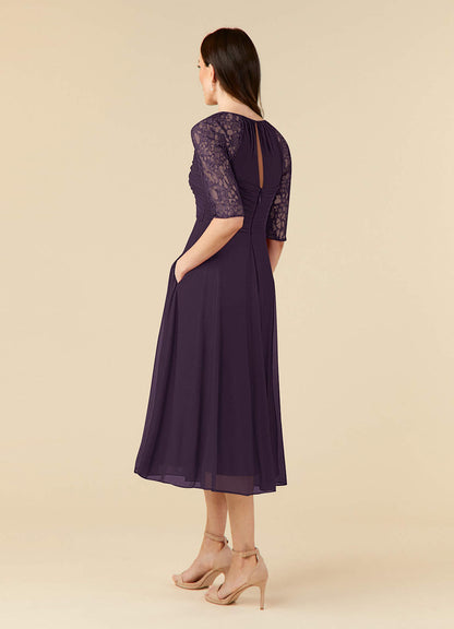 Plum A-Line Lace Dress