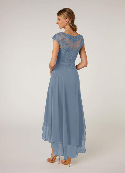 Dusty Blue Lace Chiffon Dress