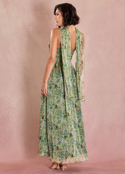 Lolla Green Floral Maxi Dress  Dress