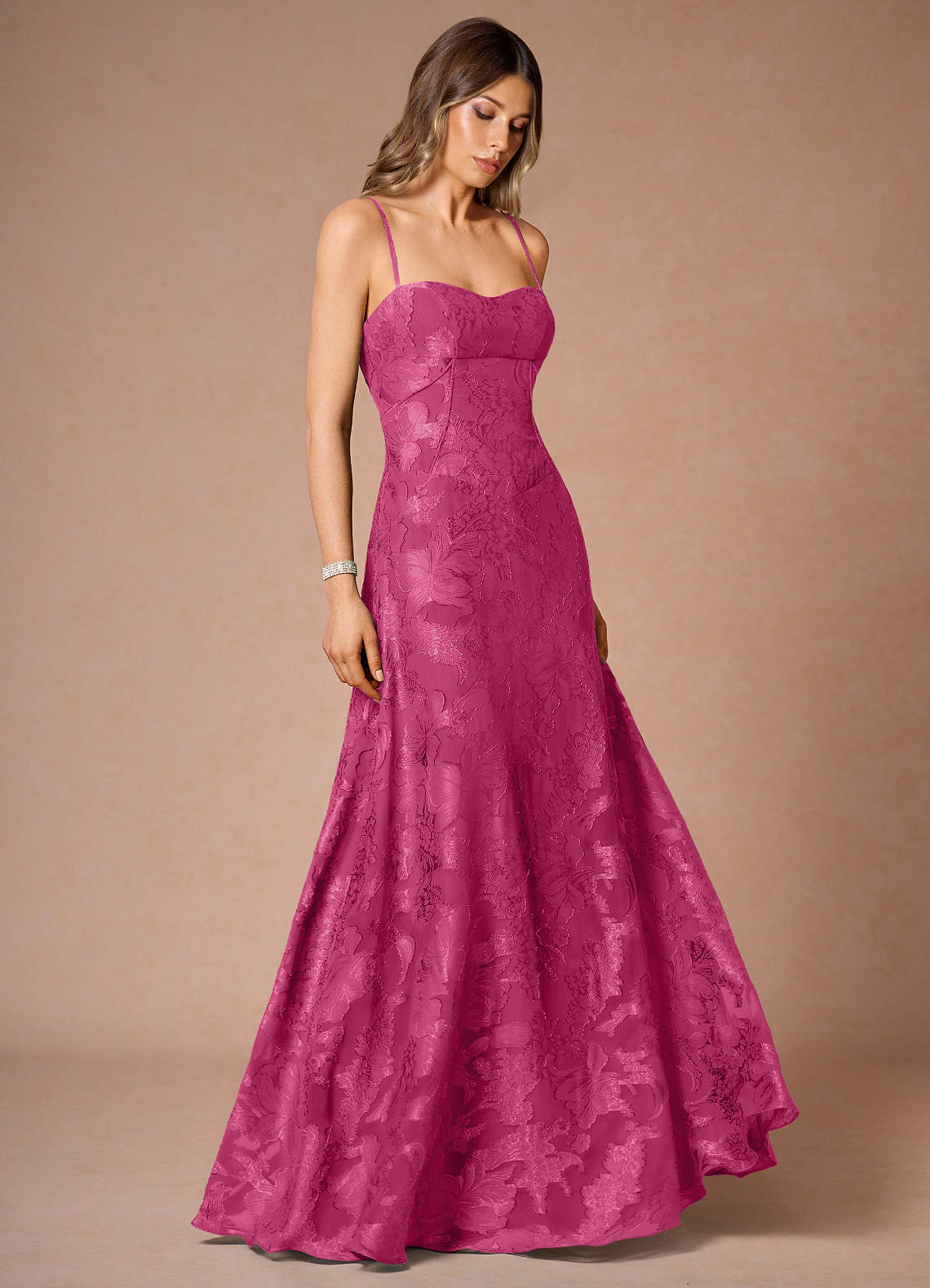 Thalyn Fuchsia Long Prom Dress