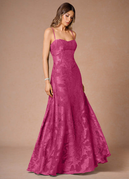 Thalyn Fuchsia Long Prom Dress