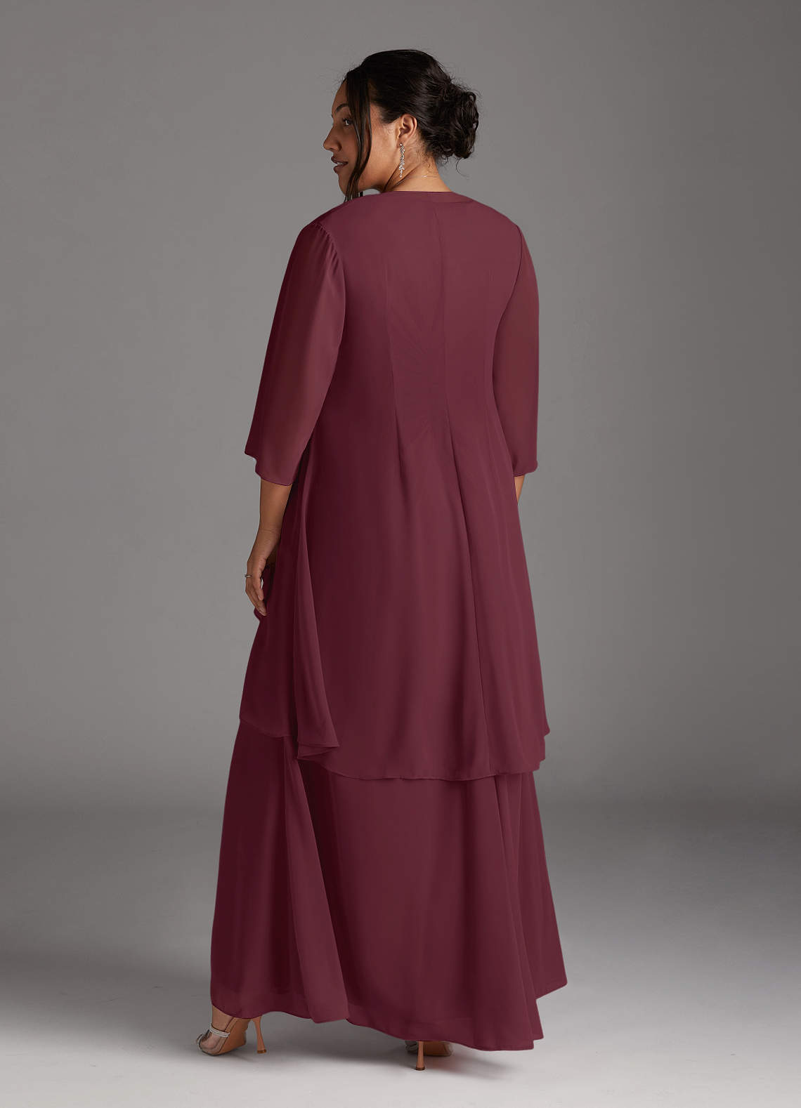 Cabernet A-Line V-Neck Pleated Chiffon Dress